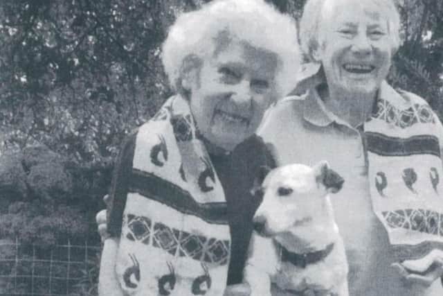 Muriel and Pat today, with their dog Monty