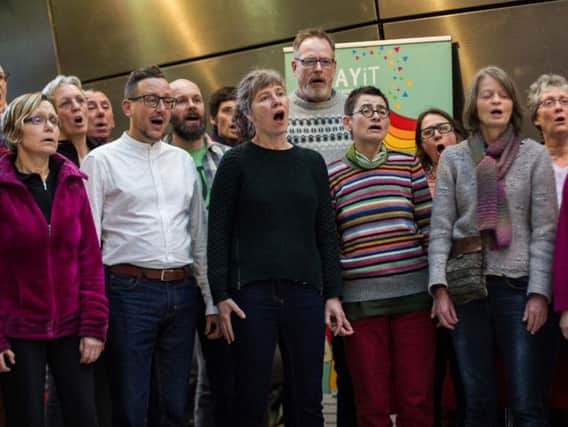 Sheffield Out Aloud LGBT choir perform as part of LGBT History Month celebrations in Sheffield