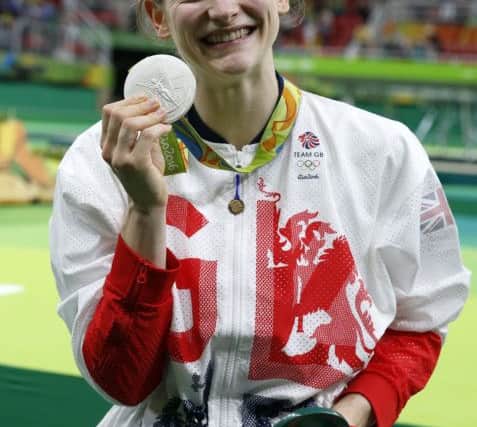 Bryony Page with her  silver medal in  Rio.  Photo: Owen Humphreys/PA Wire