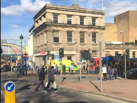 The scene at Fitzalan Square this afternoon. Picture courtesy of Star reader Richard Simonite