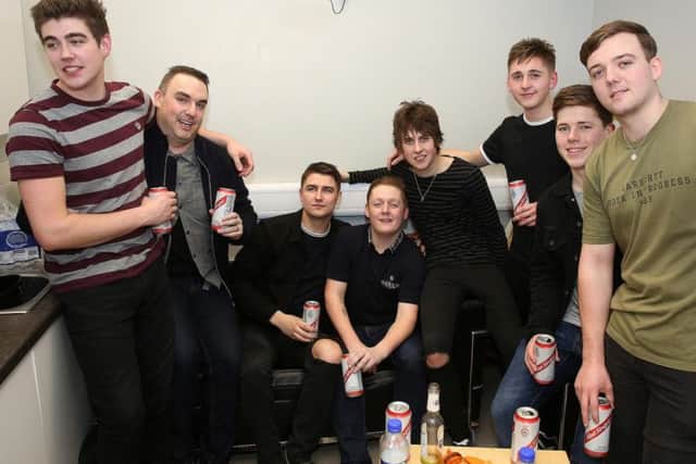 The Sherlocks backstage with support band Oddity Road.