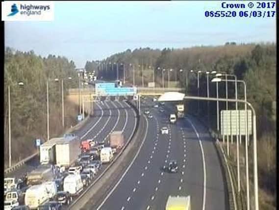 Current traffic on M1 - image from Highways England
