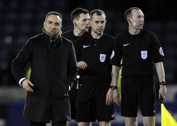 Carlos Carvalhal not happy with the officals after the match...Pic Steve Ellis