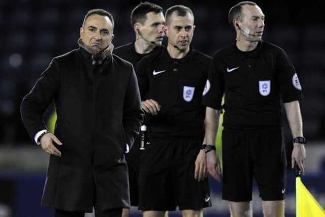 Carlos Carvalhal not happy with the officals after the match...Pic Steve Ellis