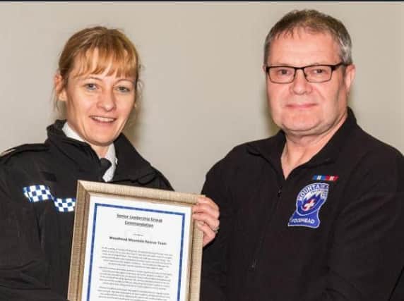 ACC Rachel Barber with John Halstead from Woodhead Mountain Rescue Team