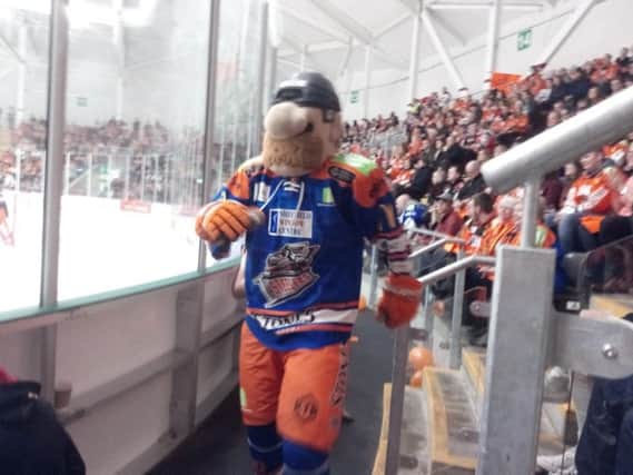 Sheffield Steelers mascot Steeler Dan at the Ice Arena Wales