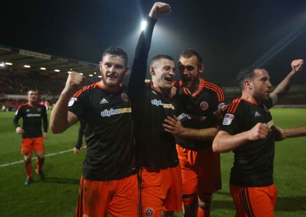 Sheffield United's Paul Coutts celebrates scoring his side's fourth against Swindon. Pic David Klein/Sportimage