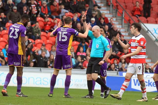 A red card for Town's Will Boyle