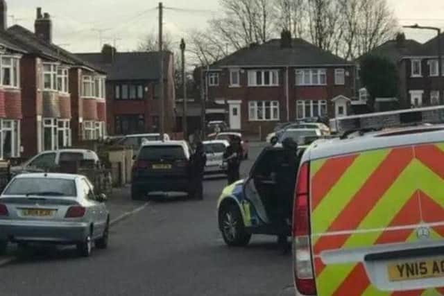 Police officers  in Scawsby on Monday