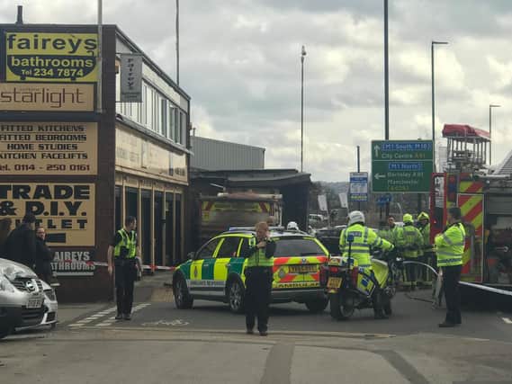 A lorry has crashed into a building on Penistone Road