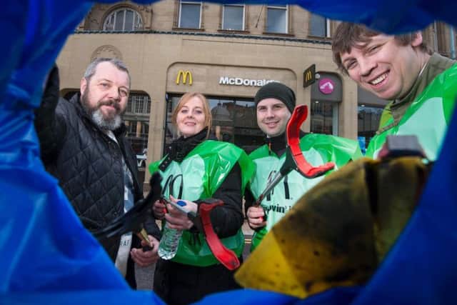McDonald's staff cleaned up Castlegate after it was voted one of Sheffield's most litter-strewn areas
