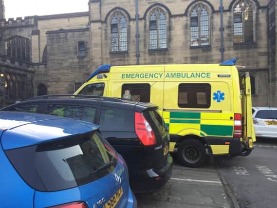 Ambulance outside Sheffield Cathedral