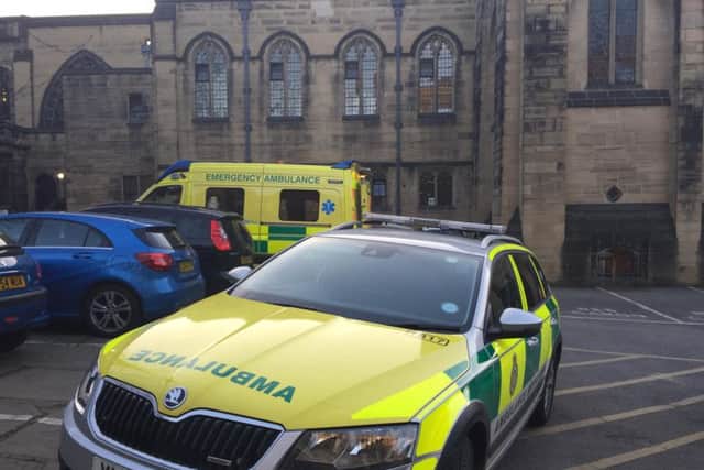 Ambulances outside Sheffield Cathedral