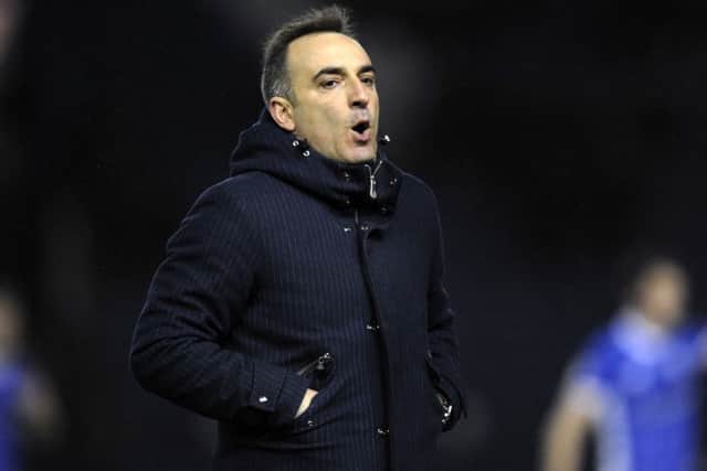Carlos Carvalhal cuts a frustrated figure after his side's defeat to Reading at Hillsborough