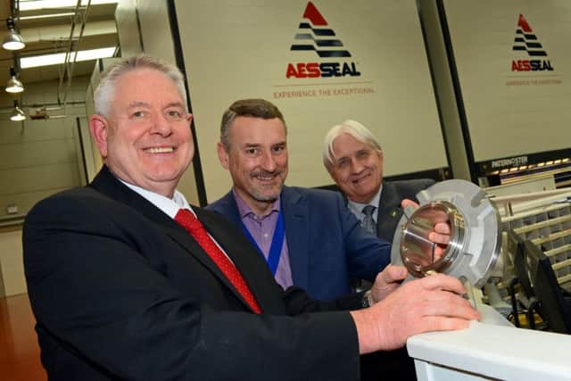Stephen Shaw, Group Engineering Director, Jon Hilton, President of IMechE and Chris Rea, AESSEAL Managing Director, pictured. Picture: Marie Caley