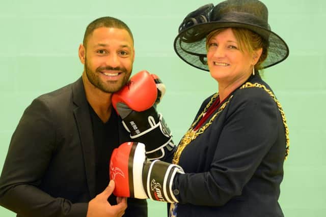 Boxer Kell Brook and Lord Mayor of Sheffield, Councillor Denise Fox. Picture Scott Merrylees