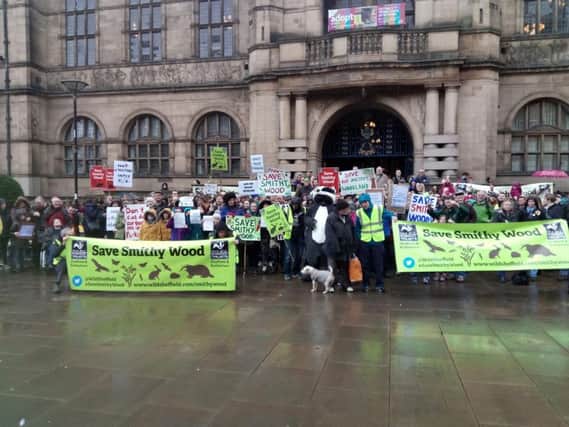 Campaigners outside the Town Hall in Sheffield