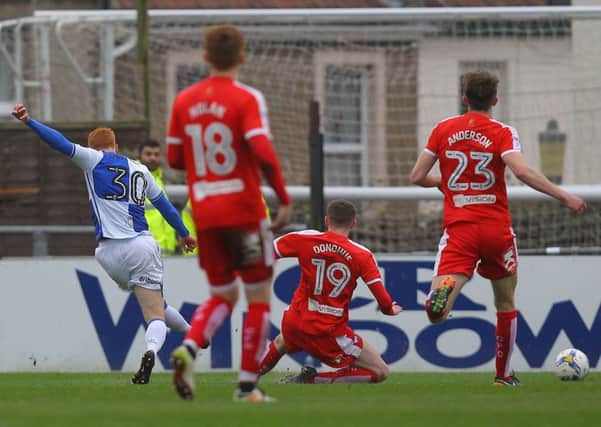 Rory Gaffney fires home Rovers' second against Chesterfield
