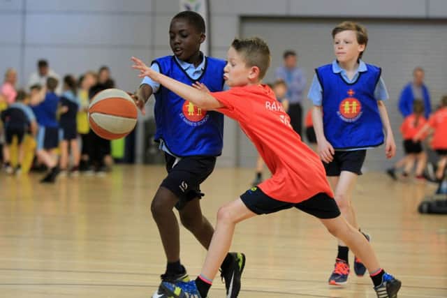 South Yorkshire School Games held at the EIS in Sheffield. St Marie's v Barugh Green Primary in action in the basketball.
