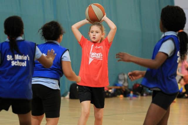 South Yorkshire School Games held at the EIS in Sheffield. St Marie's v Barugh Green Primary in action in the basketball.