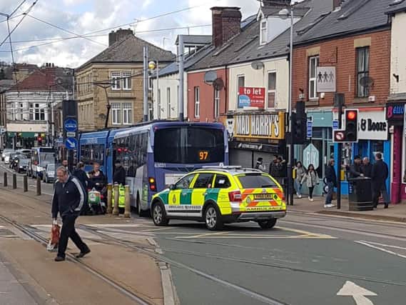 A pedestrian was hit by a bus in Hillsborough, Sheffield, this afternoon