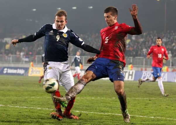 Jordan Rhodes in action for Scotland against Serbia in March 2013