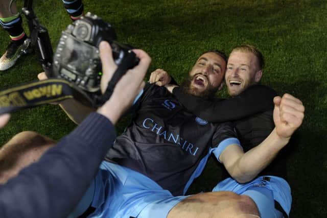 Owls pair of Atdhe Nuhiu and Barry Bannan pose for a picture  Pic :Steve Ellis