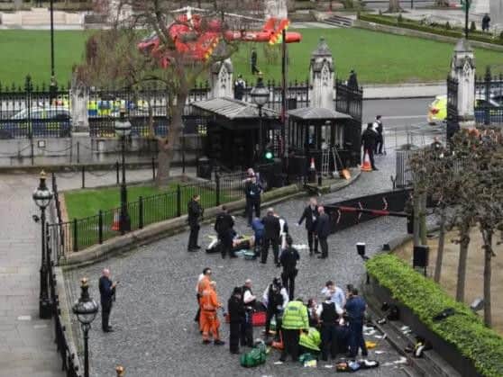 Emergency services at the scene in Westminister.