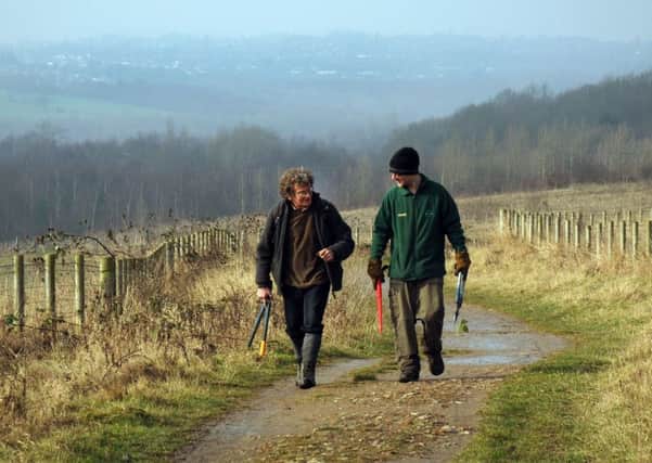Shire Brook Valley: Richard Pearson of the Shire Brook Conservation Group (left) and Sheffield Council Ranger Tom Broadhead walking across Linleybank Meadow