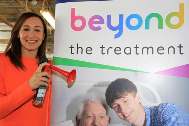 Jess Ennis-Hill has a blast launching the 500k Beyond The Treatment appeal for Weston Park Cancer Charity. Photo: Christ Etchells