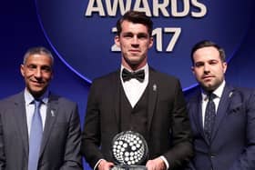 John Marquis receives the League Two player of the season prize at the EFL Awards