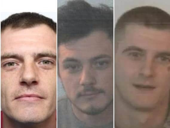 Shane Whiteley (left) was sentenced to eight years in prison for one child prostitution offence, while Christopher Whiteley (middle) and Matthew Whiteley (right) were each sentenced to seven years for the same offence.