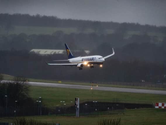 A Ryanair flight made a U-turn over the Peak District this morning.