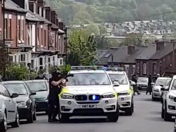 Armed police on South View Road, Sharrow