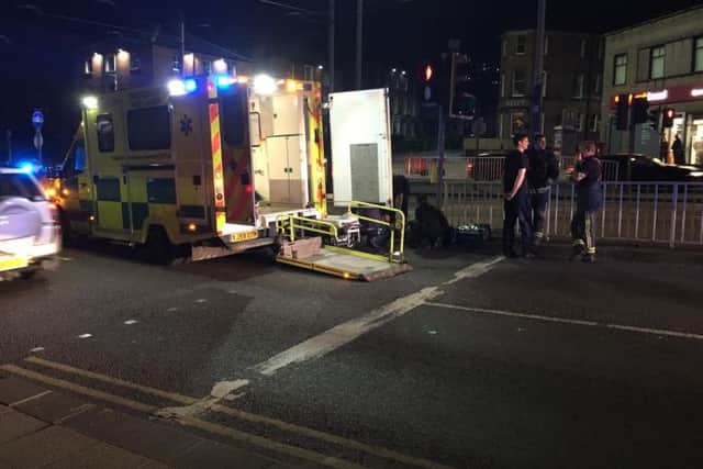 Emergency services helped a man who collapsed in a Sheffield street