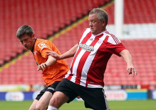Chris Wilder rolled back the years for the Blades Legends on Saturday. Photo by Glenn Ashley.
