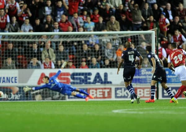 Jonson Clarke-Harris scores against Leeds