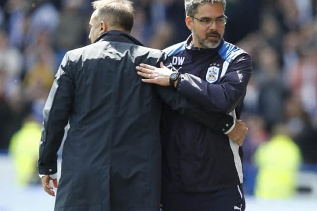 Huddersfield Town boss David Wagner with Sheffield Wednesday head coach Carlos Carvalhal
