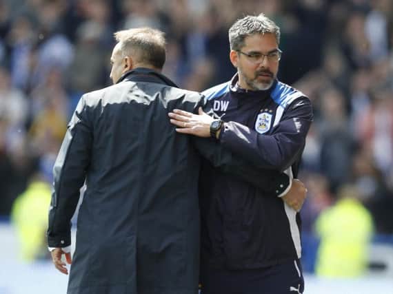 Huddersfield Town boss David Wagner with Sheffield Wednesday head coach Carlos Carvalhal