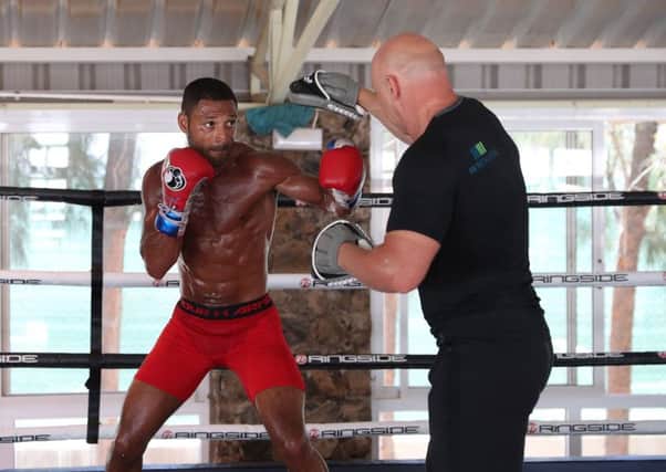 Dom Ingle puts Kell Brook through his paces: Pic Lawrence Lustig