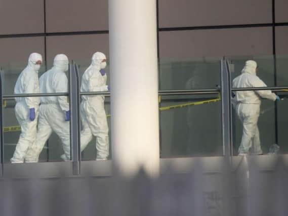 Forensic experts in Manchester after last night's terror attack