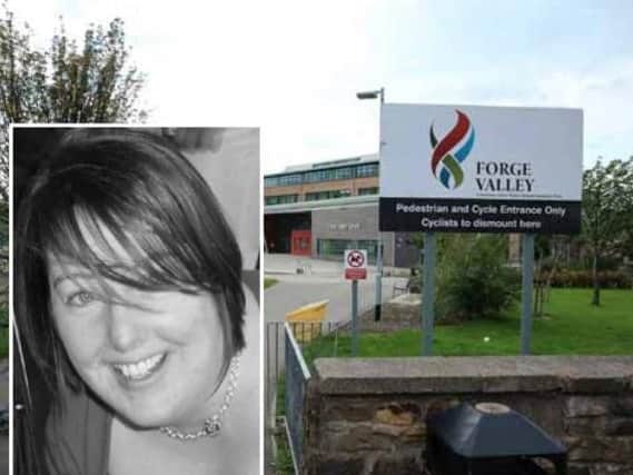 Lynsey Haycock was in a classroom at Forge Valley school, Stannington putting up posters two days before the beginning of term when she broke her leg jumping down from a table on September 1 last year.