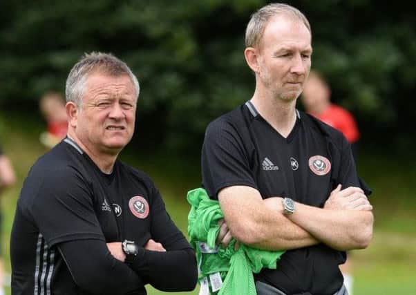 Sheffield United manager Chris Wilder (left) and his assistant Alan Knill