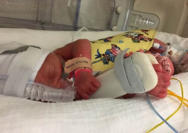Evie-May, who was born in April 2017 at Jessops Wing, Sheffield, weighing  3lb 1oz. Her parents, Kelly Harrison and Adam Waddington, are now Jessop Superhereos.