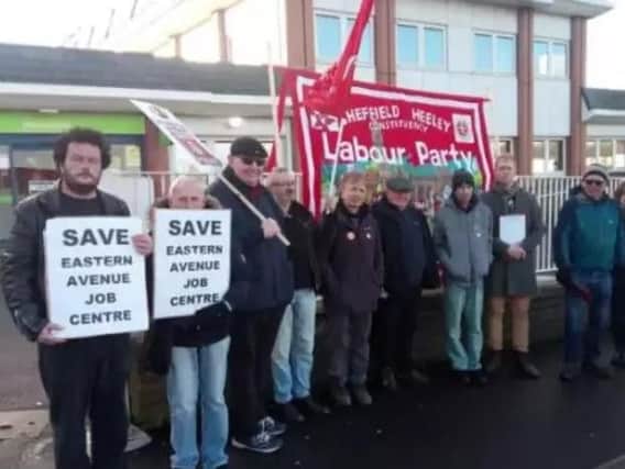Campaigners at a previous protest against plans to close the Eastern Avenue job centre.