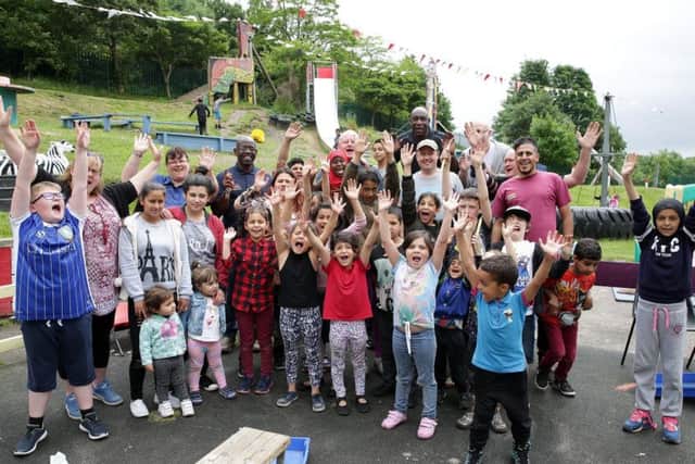 Local kids get together for a BBQ at the Know Your Neighbour event at Pitsmoor Adventure Playground, Sheffield, United Kingdom, 10th June 2017. Photo by Glenn Ashley.