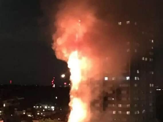 The 27 storey tower block was engulfed in flames. Pic PA