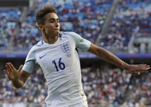 Dominic Calvert-Lewin celebrates giving England the lead in the Under 20 World Cup final (Photo: PA)
