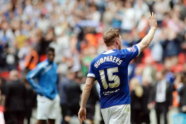 Johnstone's Paint Trophy Final 2014 between Chesterfield and Peterborough at Wembley Stadium. Chesterfield's Ritchie Humphreys after the match