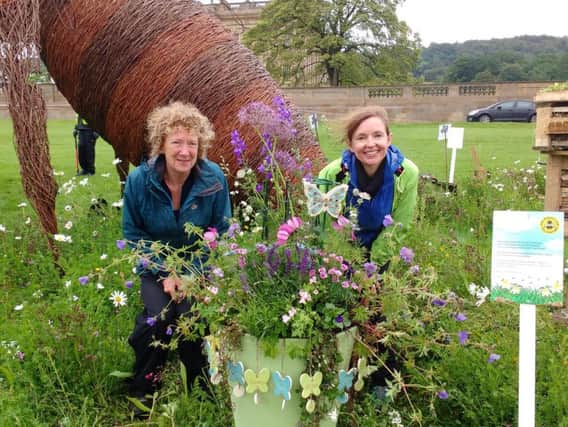 Diana Tottle and Emma Msisgiti of Sheffield's Sage Greenfingers with their silver medal-winning container at the RHS Chatsworth Flower Show.